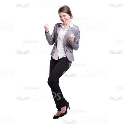 Half-Turned Excited Girl Shows Yes Gesture Cutout-0