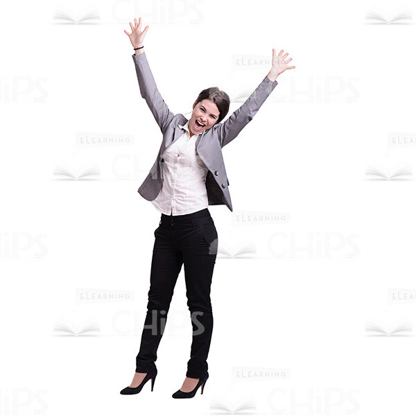 Extremely Happy Woman Raising Arms Cutout Image-0