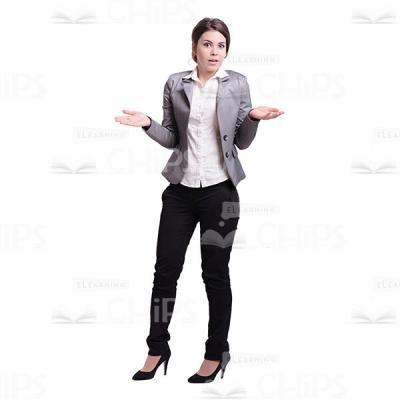 Surprised Business Lady Spreads Arms Cutout Image-0
