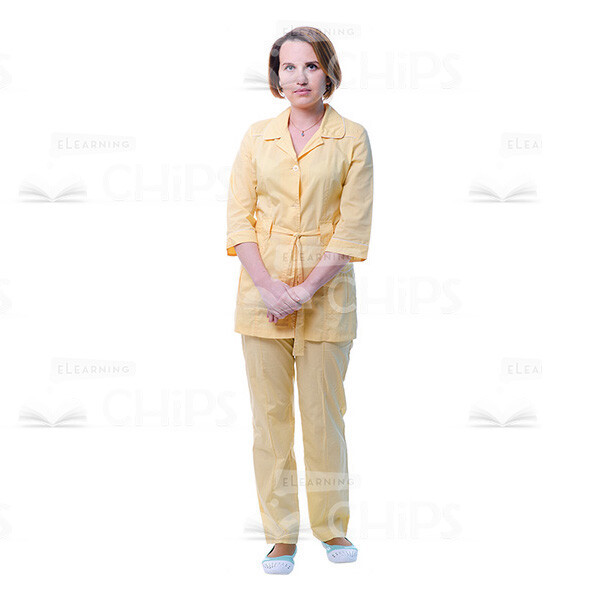 Calm Young Woman Wearing Medical Uniform Cutout Photo-0