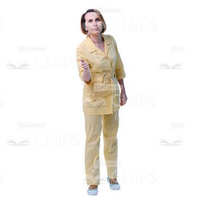 Friendly Female Doctor Makes Inviting Gesture Cutout Image -0