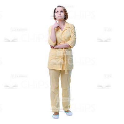Pensive Female Doctor Thinking Cutout Image-0