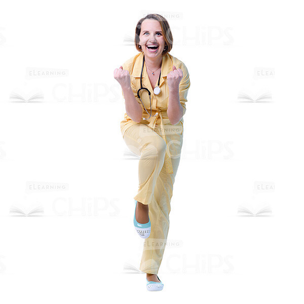 Extremely Happy Female Physician Making Yes Gesture Cutout Photo-0
