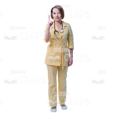 Female General Practitioner Pointing Up Cutout Photo-0