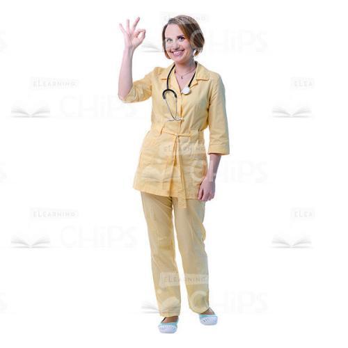 Smiling Female Doctor OK Gesture Cutout Image-0
