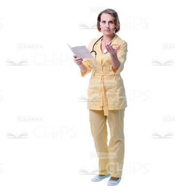 Serious Doctor Holding Medical Card And Pointing At Camera Cutout Image-0