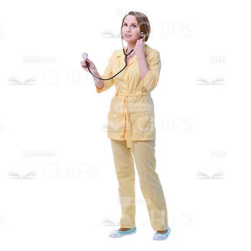 Cutout Picture Of Cute Physician Using Clinical Stethoscope-0