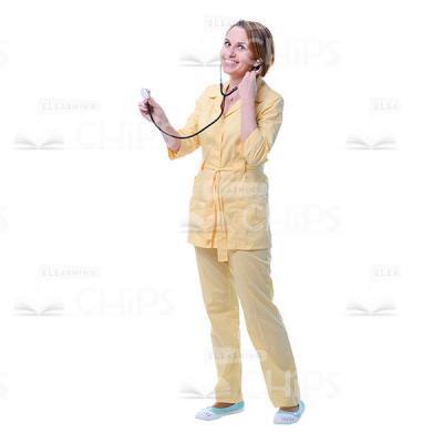 Cutout Picture Of Smiling Health Professional Holding Stethoscope-0