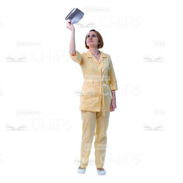 Medical Doctor With X-Ray Picture Raising Up Her Hand Cut Out-0