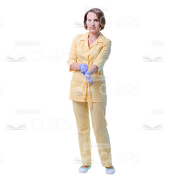 Cutout Image Of Female Surgeon Wearing Sterile Blue Gloves -0