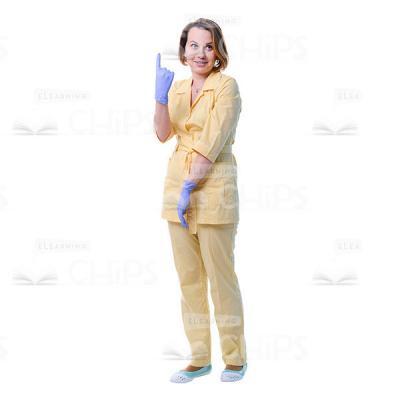 Smiling Doctor Pointing Up With Right Hand Cutout Picture-0