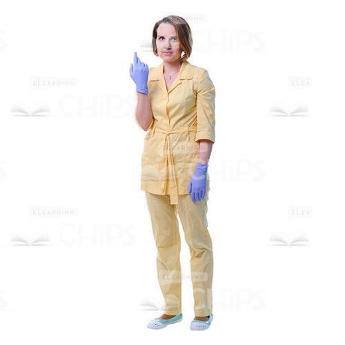 Cutout Picture Of Pretty Young Doctor Raising Up Her Right Hand-0