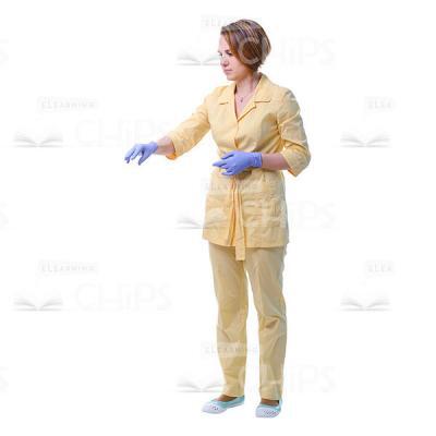 Cutout Picture Of Half-Turned Doctor Stretches Out Right Hand-0