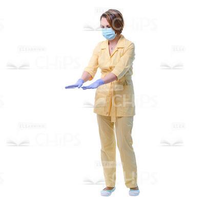 Cutout Photo Of Female Doctor Holding Hands In Front Of Body-0