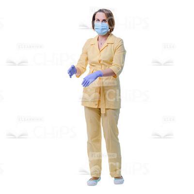 Female Dentist Gesticulating With Both Hands In Medical Gloves Cutout Photo-0