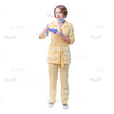 Physician Taking Off Medical Gloves Cutout Image-0