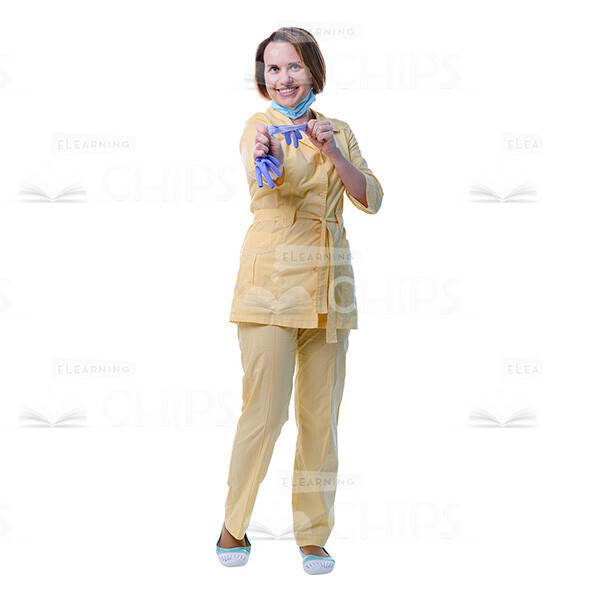 Cutout Image Of Happy Dentist Taking Off Protective Gloves-0