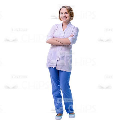 Attractive Physician Looks Happy While Crosses Her Arms Cutout Photo-0