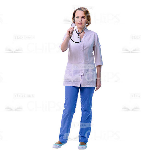Cutout Image Of Female Physician Using Stethoscope-0 Cutout Image Of Female Physician Using Stethoscope-0