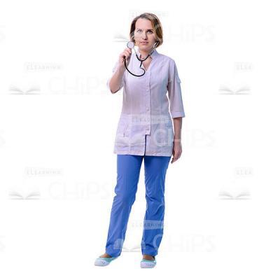 Calm Young Doctor With Phonendoscope Cutout Image-0