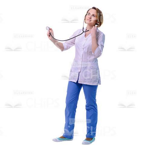 Cutout Image Of Half-Turned Doctor Using Stethoscope-0