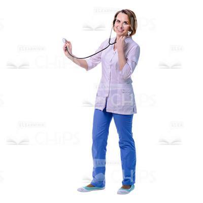 Female Health Professional Examining With Stethoscope Cutout-0