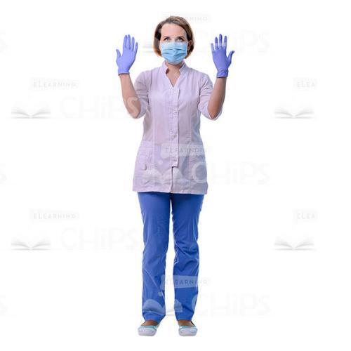 Female Surgeon Throwing Hands Up Cutout Photo-0