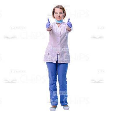 Confident Female Doctor Thumbs Up Cutout Image-0