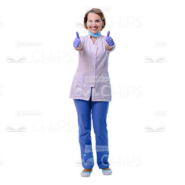 Cheerful Female Doctor Thumbs Up Cutout Image-0