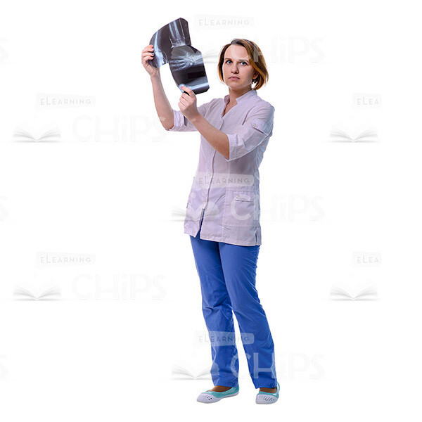 Serious Female Doctor Holding X-Ray Film Cutout Image-0