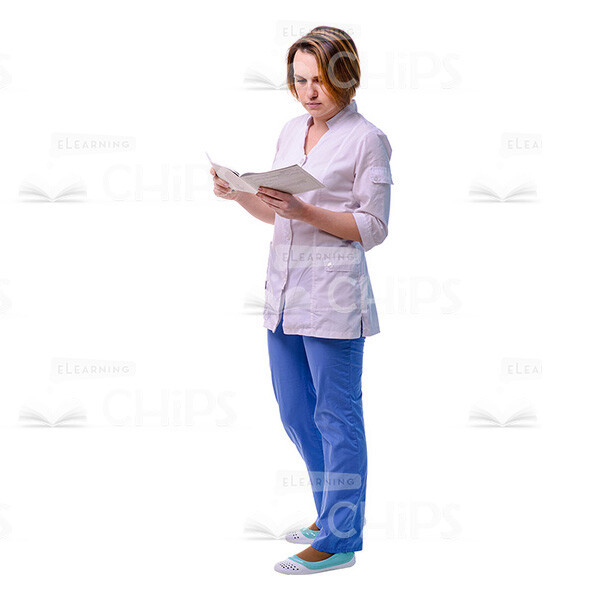 Half-Turned Cutout Doctor Reading Patient's Medical Card -0