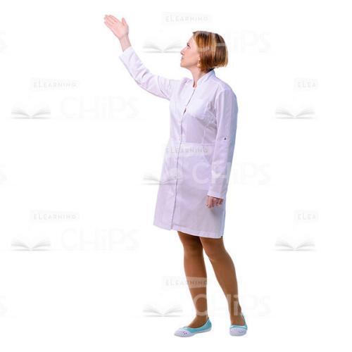 Half-Turned Doctor Pointing Up Cutout Image-0
