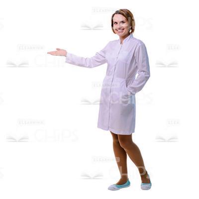 Cheerful Physician Pointing With Right Hand Cutout Image-0