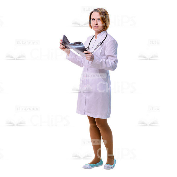 Half-Turned Doctor Holding X-Ray Images Cutout-0