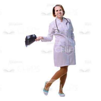 Cheerful Physician Holding X-Ray Films With Right Hand Cutout-0