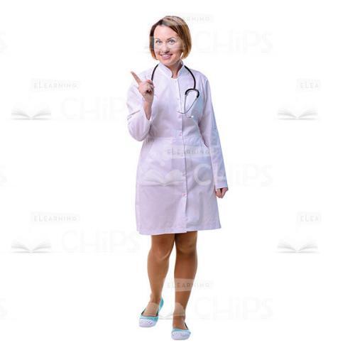 Cheerful Doctor Pointing Up With Right Hand Cutout-0