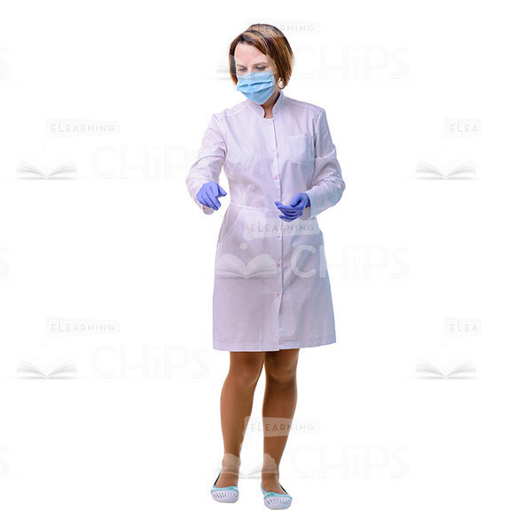 Female Doctor Wearing Sterile Gloves And Protective Mask Cutout Picture-0