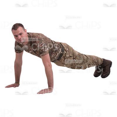 Smiling Young Soldier In The Stand For Push-up Cutout Photo-0