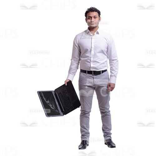 Calm Businessman Holding The Laptop Cutout Photo-0