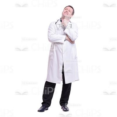 Thoughtfully Smiling Looking Up Doctor Cutout Photo-0