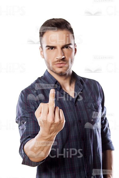 Aggressive Young Man Showing Middle Finger Stock Photo-0