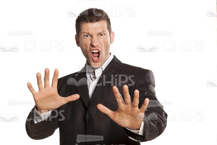 Anxious Business Man Screaming And Gesticulating Stock Photo-0