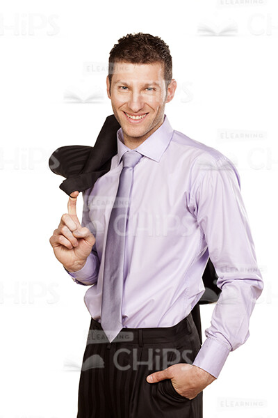 Smiling Business Man Standing In Half-Turn Stock Photo-0