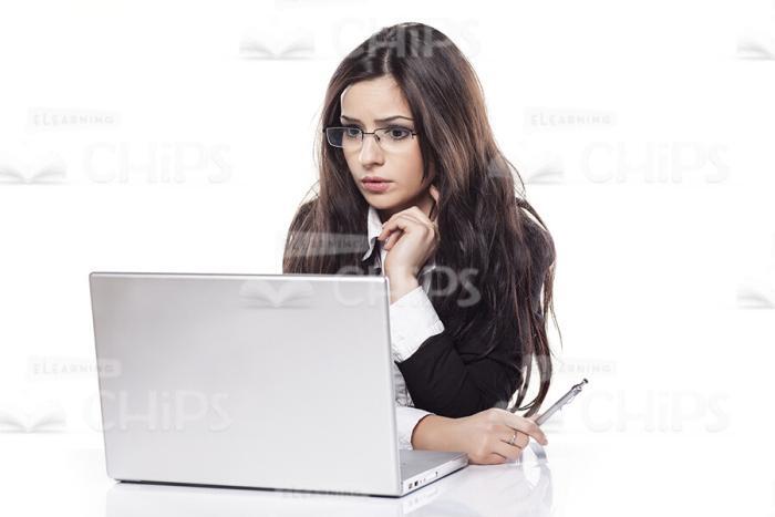 Young Lady Working With Laptop Stock Photo-0