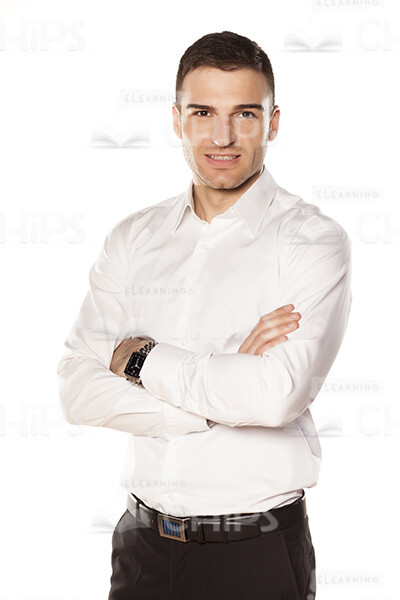 Slightly Smiling Businessman Crossed Arms Stock Image-0