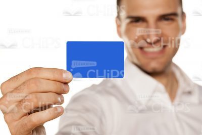 Card Sample In Man's Hand Stock Photo-0