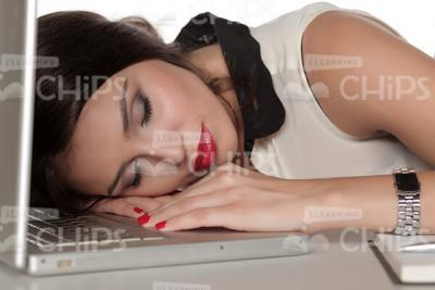 Tired Business Girl At Her Workplace Stock Photo Pack-31963