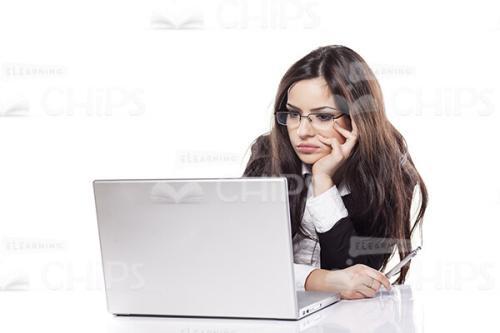 Cute Female Office Worker With Laptop Stock Photo Pack-31983