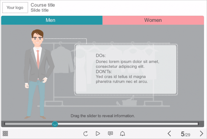 Two Horizontal Tabs — Download Storyline Templates for eLearning Courses
