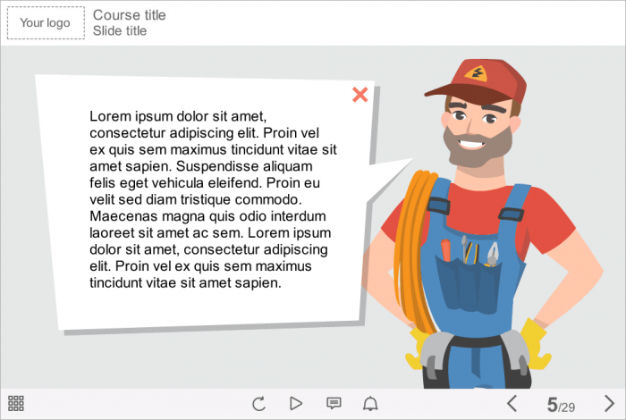 Vector Repairman with Popup — Articulate Storyline Course Template